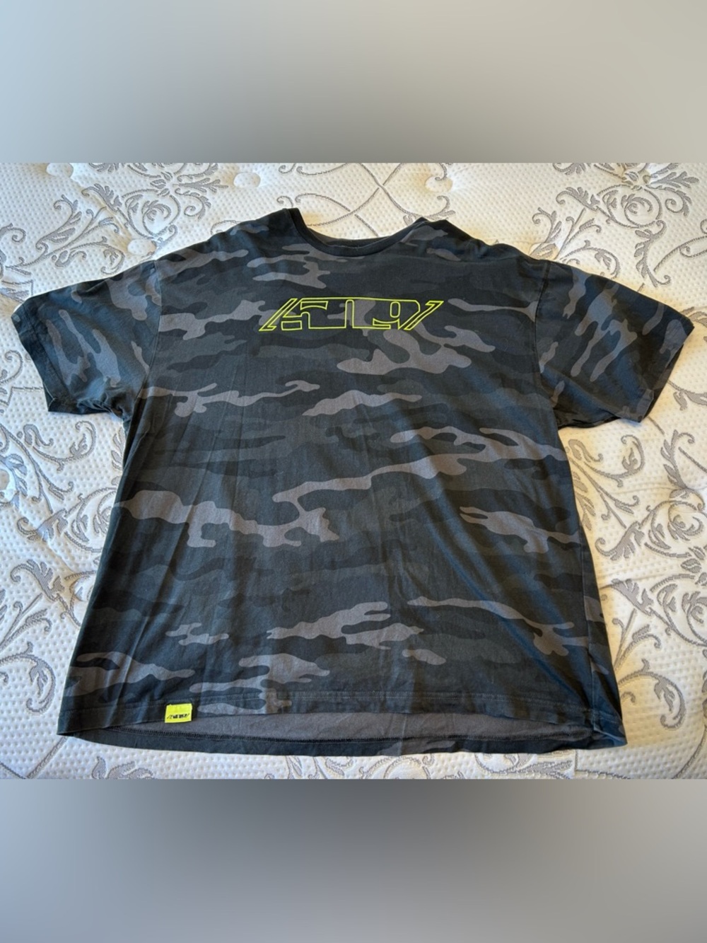 509 Black & Gray Camo Tee with Neon Yellow Logo